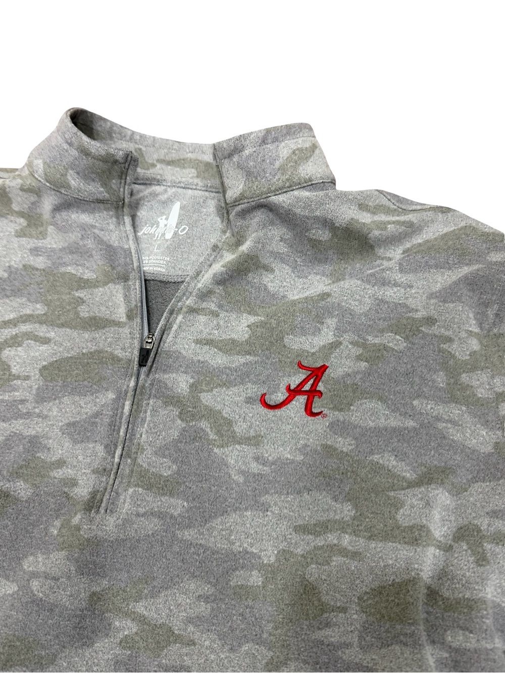 ✨ Johnnie-O Alabama Crimson Tide Gray Camo Quarter Zip Pullover Men’s Large - Picture 6 of 12